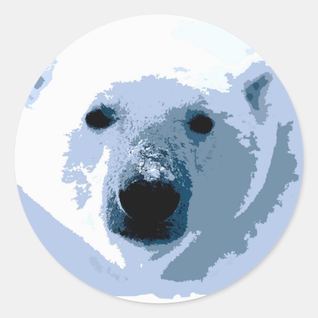 Pop Art Polar Bear Classic Round Sticker (Front)