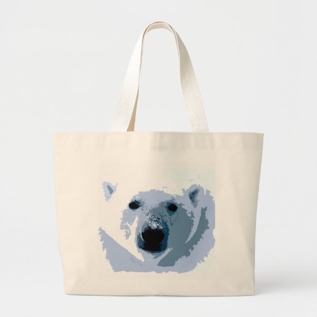 Pop Art Polar Bear Large Tote Bag (Front)