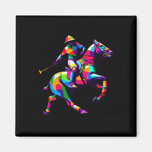 Pop Art Polo Horseback Riding Horses Equestrian Ho Magnet