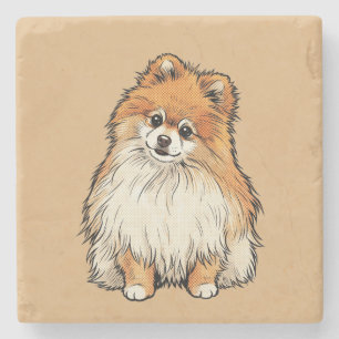 Pop Art Pomeranian Dog Comic Halftone Illustration Stone Coaster