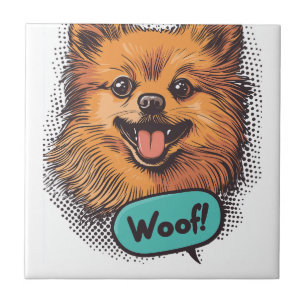 Pop Art Pomeranian � Retro Comic Dog Ceramic Tile