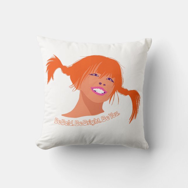 Pop Art Ponytail Girl Cushion – Fun, Bright & Play (Front)