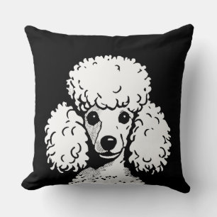 Pop Art Poodle Black & White Chic Aesthetic Cushion