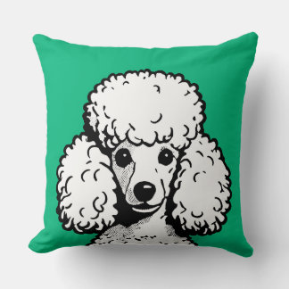 Pop Art Poodle Green & White Chic Aesthetic Cushion