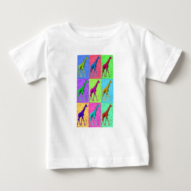 Pop Art Popart Walking Giraffe Multi-Colour Baby T-Shirt (Front)