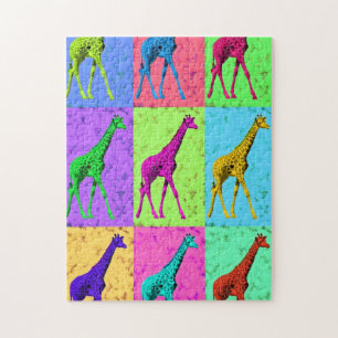 Pop Art Popart Walking Giraffe Multi-Colour Jigsaw Puzzle