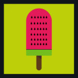 Pop Art popsicle fruity watermelon Poster<br><div class="desc">A cute pop art colourful bright illustration of a watermelon popsicle ice-block in pink and lime green. Happy and fruity !</div>