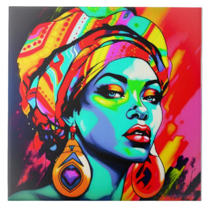 Pop Art Portrait Ceramic Tile