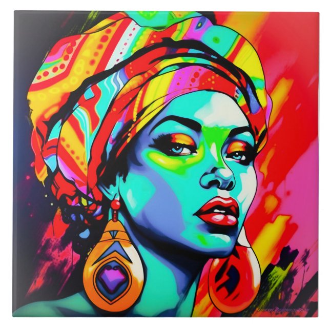 Pop Art Portrait  Ceramic Tile (Front)