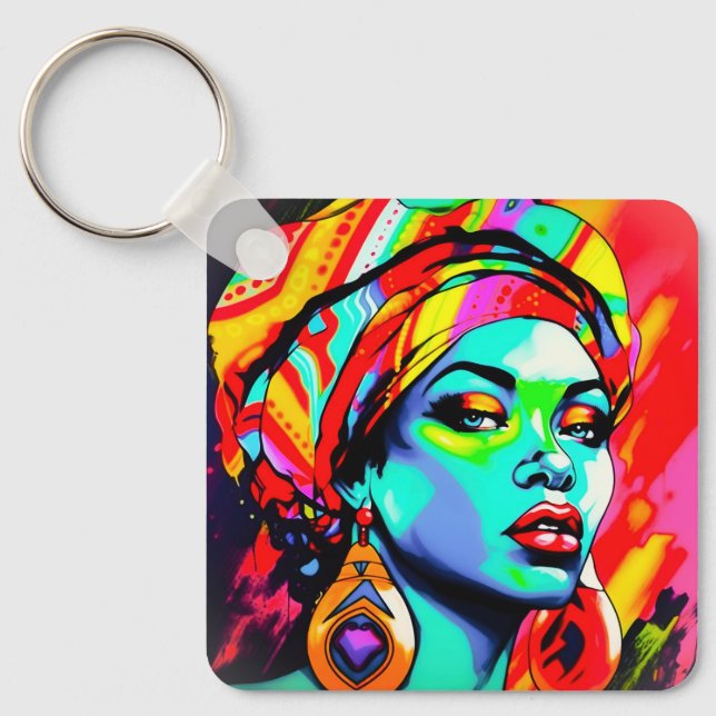 Pop Art Portrait  Key Ring (Front)