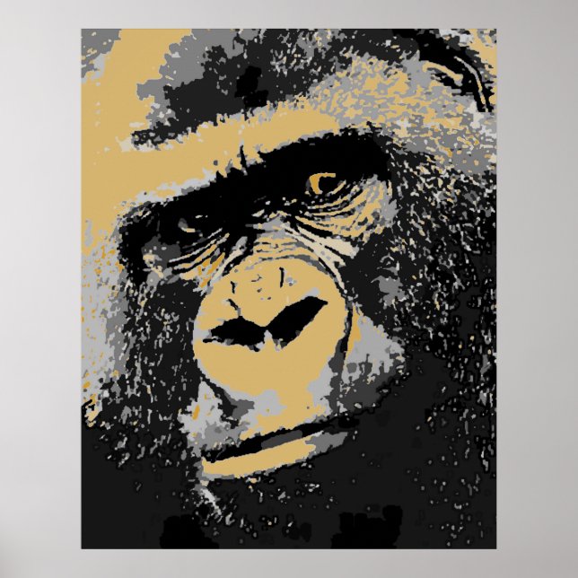 Pop Art Portrait of Gorilla Poster Print (Front)