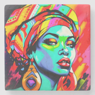 Pop Art Portrait Stone Coaster