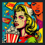 Pop Art Poster - All American Girl With PopCorn<br><div class="desc">Jazz up your space with this Pop Art - inspired poster.</div>