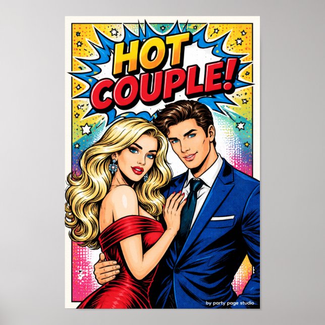 Pop Art Poster "HOT COUPLE!" – Stylish Couple Com (Front)