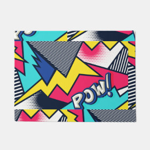 Pop Art Pow! Pattern in Magenta, Blue, and Black Doormat