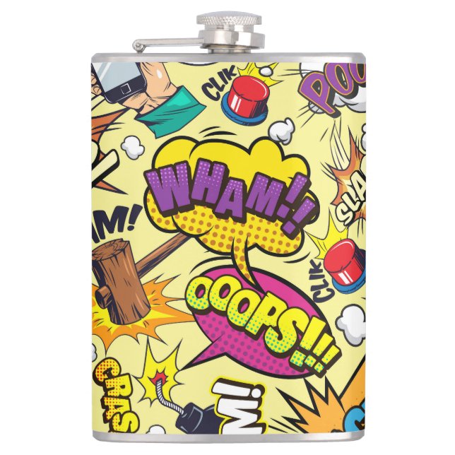 Pop Art Power Flask – Retro Comic Design (Front)