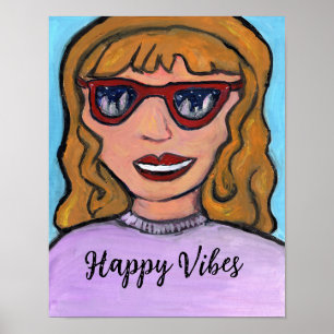 Pop Art Preppy Cartoon Girl Unique Teen Fun Poster