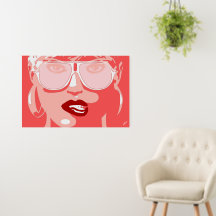 Pop Art Pretty Woman Sunglasses Red Lipstick