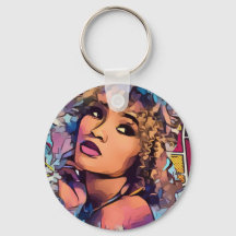 Pop Art Princess Button Keychain