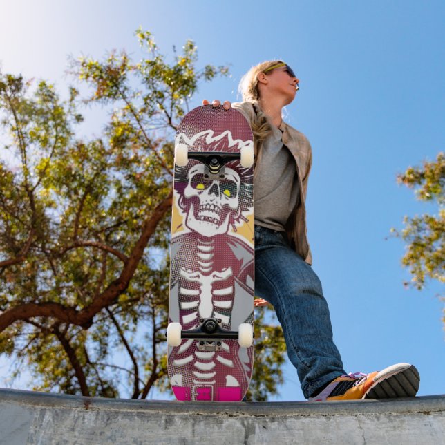 Pop Art Punk Skull Halftone Skateboard (Outdoor 1)