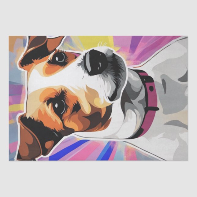 Pop Art Pup: Jack Russell Terrier Decoupage   Tissue Paper (Front)