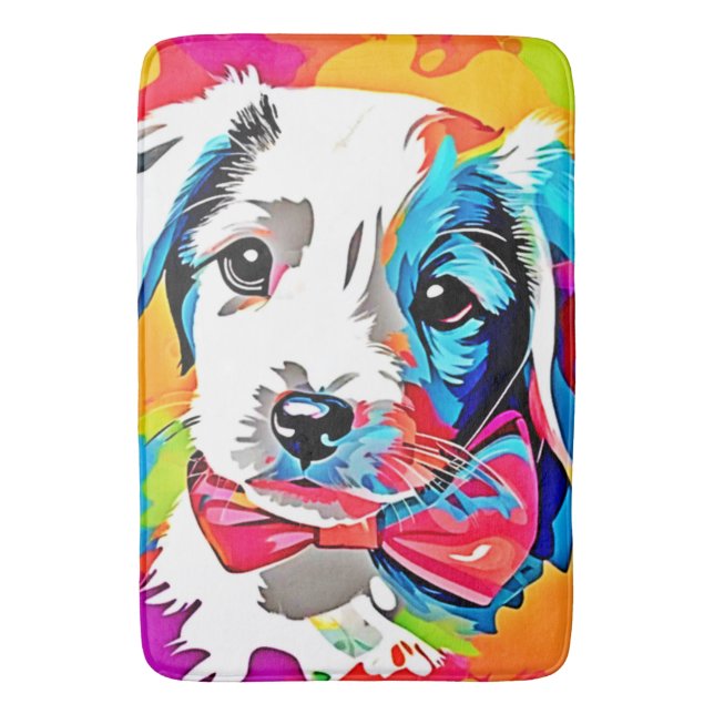Pop Art Puppy Bath Mat (Front Vertical)