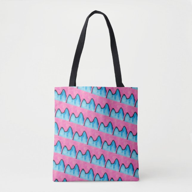 Pop Art PussyCat Allover Print Pink Tote Bag (Front)