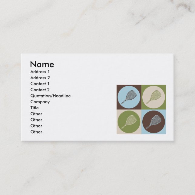 Pop Art Racquetball Business Card (Front)