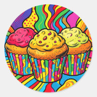 Pop Art Rainbow Cupcakes Explosion