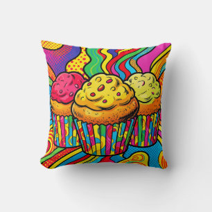 Pop Art Rainbow Cupcakes Explosion Cushion