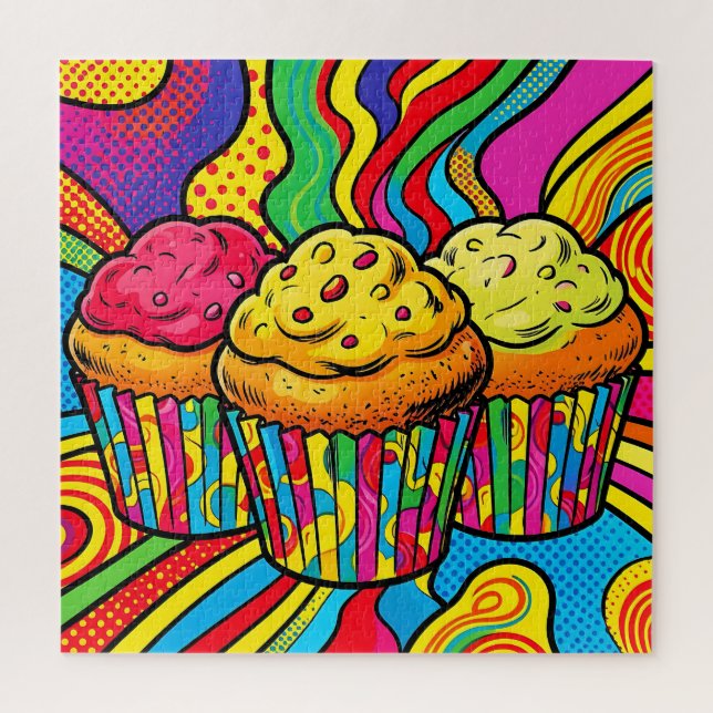 Pop Art Rainbow Cupcakes Explosion Jigsaw Puzzle (Vertical)