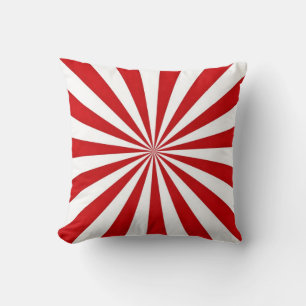 Pop Art Rays: Red and White Cushion