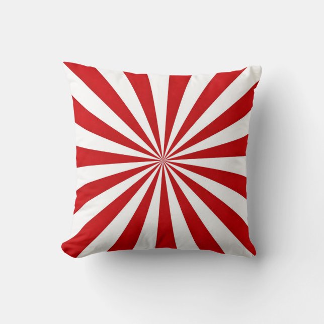 Pop Art Rays: Red and White Cushion (Front)