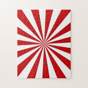 Pop Art Rays: Red and White Jigsaw Puzzle
