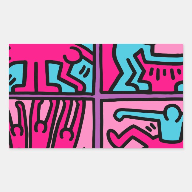 pop art rectangular sticker (Front)