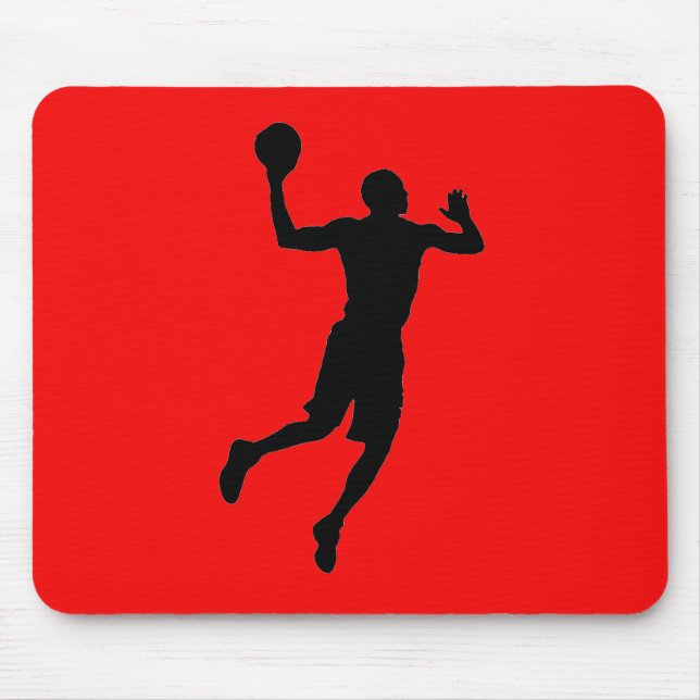 Pop Art Red Black Basketball Player Silhouette Mouse Pad (Front)