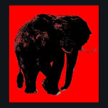 Pop Art Red Black Elephant Silhouette Poster<br><div class="desc">Digital Ink Effect Pop Artwork - African Animals Software Sketches</div>