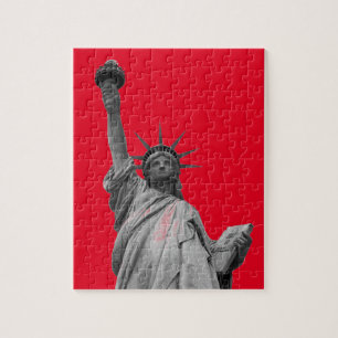 Pop Art Red Black White Statue of Liberty Jigsaw Puzzle