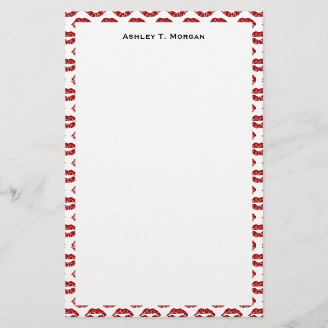 Pop Art: Red Lipstick Kisses Stationery (Front)