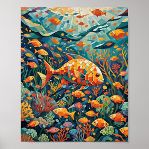 Pop art reef fish poster