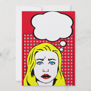 pop art retro blonde women wedding invitations