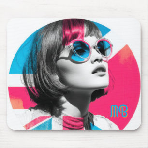 Pop Art Retro Chic Girl Mouse Pad