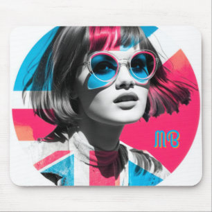 Pop Art Retro Chic Girl Mouse Pad