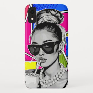 Pop Art Retrô Mulher Fashion Preto e Branco  iPhone XR Case
