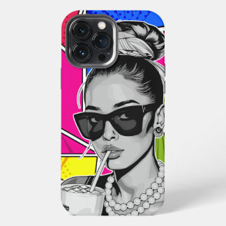 Pop Art Retrô Mulher Fashion Preto e Branco iPhone 13 Pro Max Case