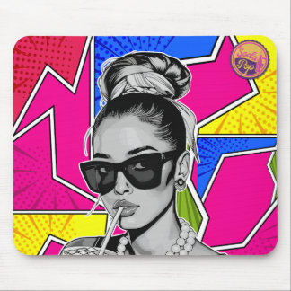 Pop Art Retrô Mulher Fashion Preto e Branco Mouse Pad