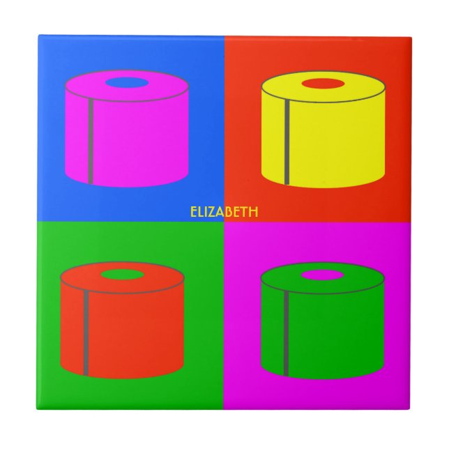 Pop Art Retro Psychedelic Toilet Paper Vibrant Ceramic Tile (Front)