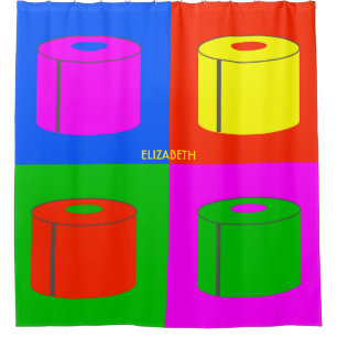 Pop Art Retro Psychedelic Toilet Paper Vibrant Shower Curtain