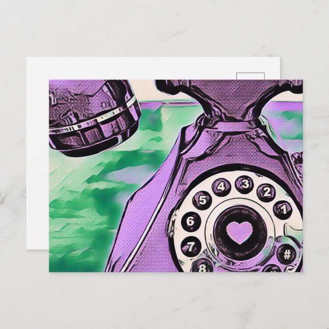 Pop Art Retro Telephone Postcard (Front/Back)