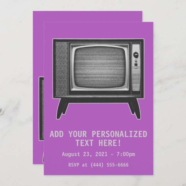 Pop Art Retro Television Set Invitation (Front/Back)
